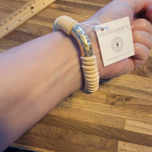 Meghan Browne Style Lola Ivory Natural Wood Stackable Bracelet - Picture 3 of 13